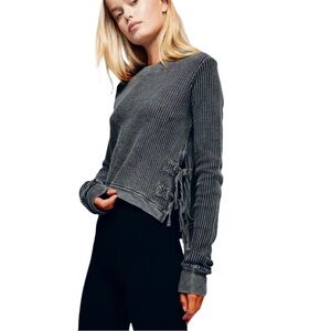Free People Thermal Top Grey/Black Size Small
